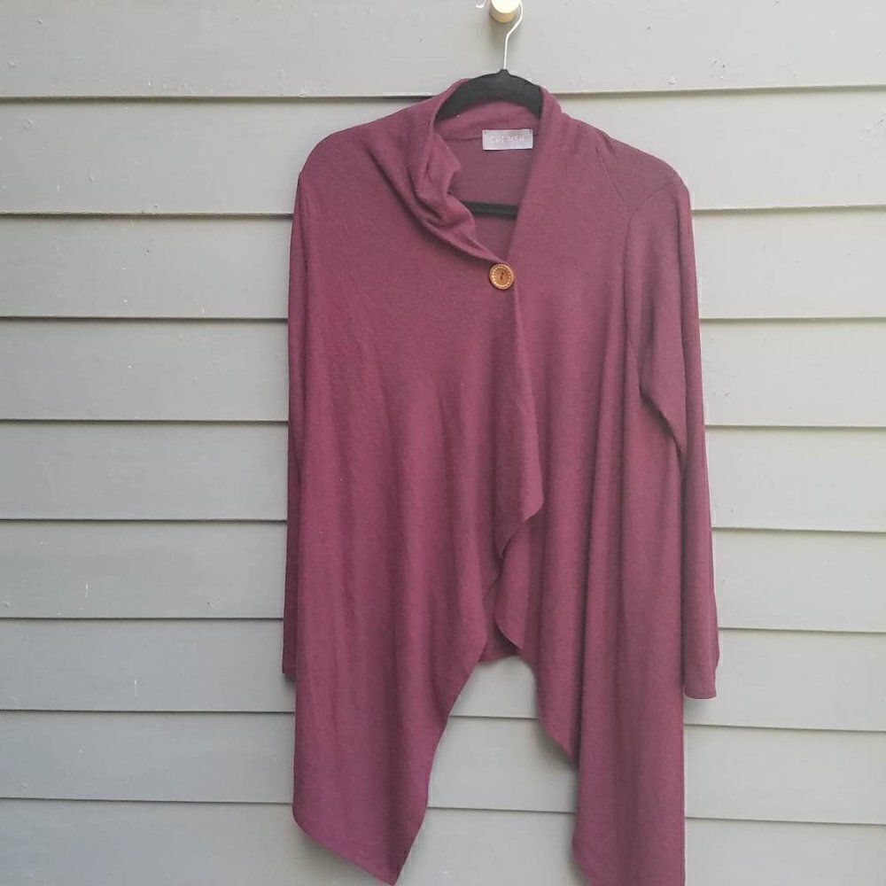 Cherish Burgundy One Button Open Front Cardigan size Medium - Picture 9 of 9